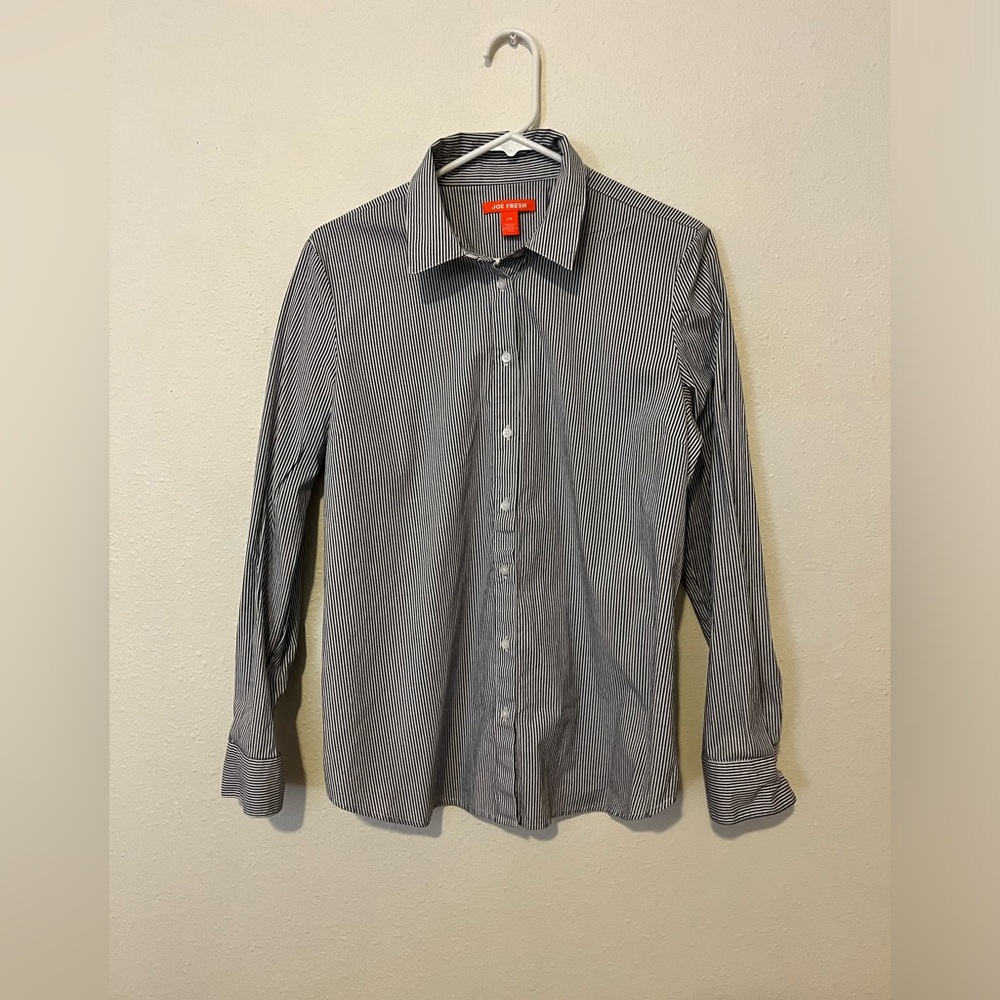 Joe Fresh Women’s Dress Shirt with Stripes Seize L Color Gray/White